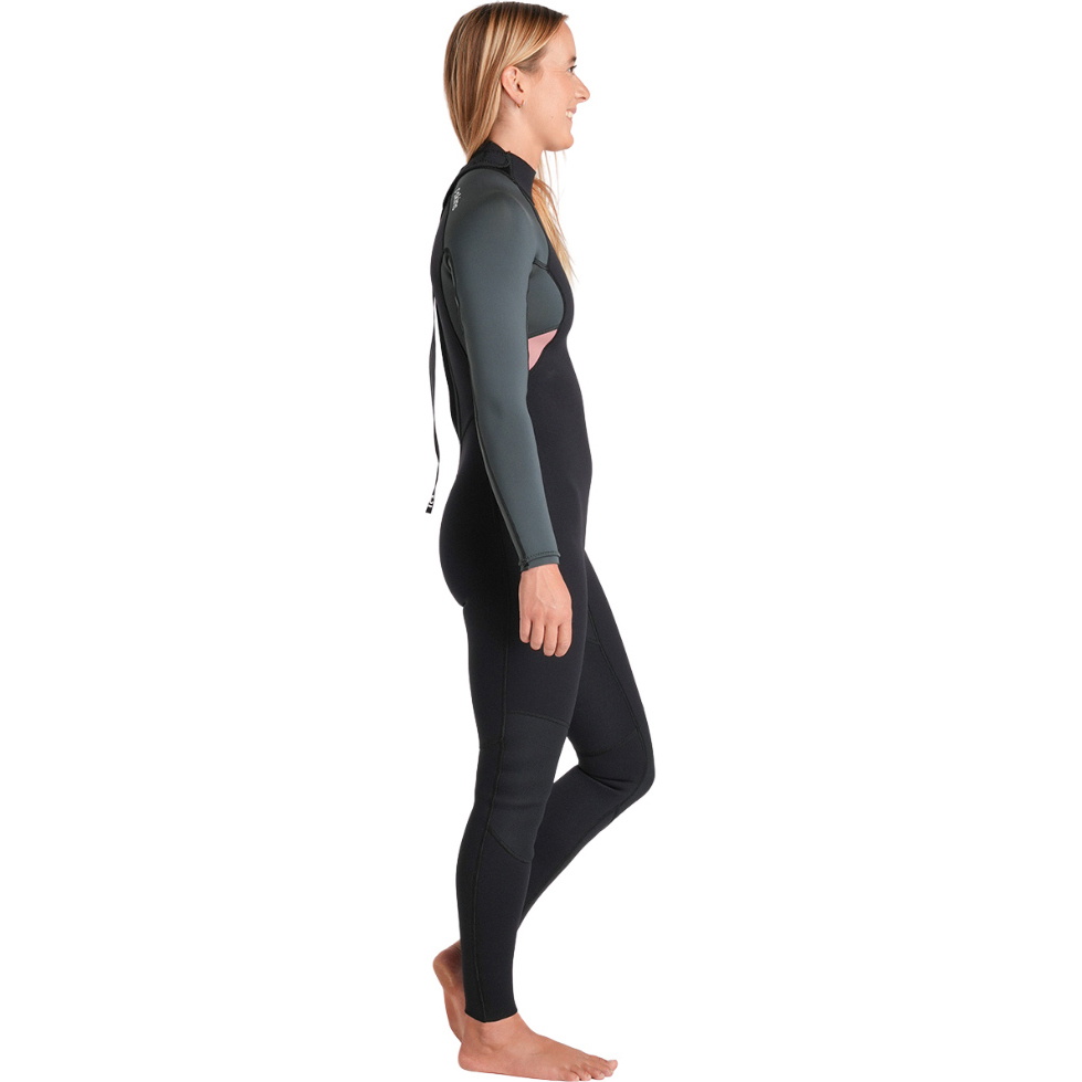 2026 C-Skins Femmes Nuwave Element 3/2mm Back Zip Combinaison Néoprène C-NEL32STW - Black / Forest Green / Rose